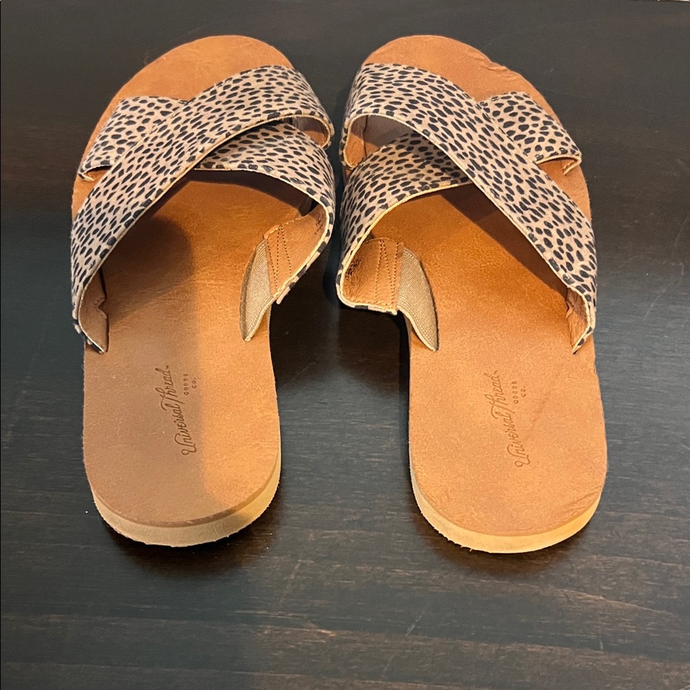 Universal Thread Tan Leopard Print Sandals - 6 - image 2